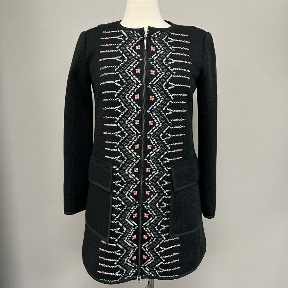 Nanette Lepore Zip Up Tribal Lined Coat - Picture 8 of 12